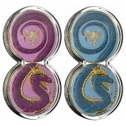 Germania PINK and BLUE DRAGON MONOTONE Special Edition BEASTS FAFNIR GEMINUS 2 x 5 Mark 2020 Two Coin Silver Set Metallic plated Crystals inlay (1 oz x 2) 2 oz